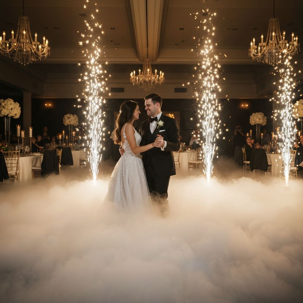 Cold sparks and low fog package for wedding first dance