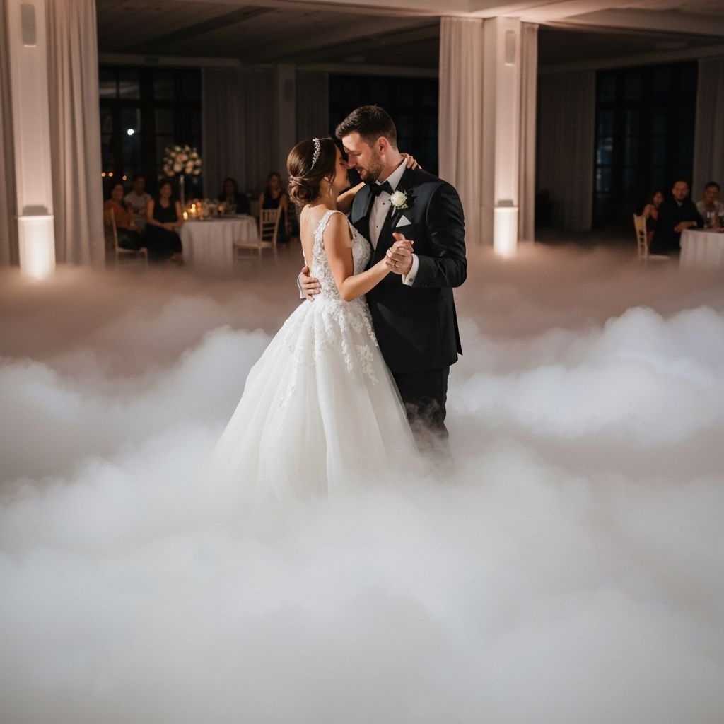 Dancing on clouds effect at wedding first dance
