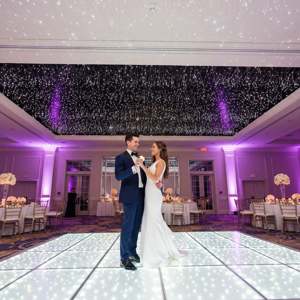 Starlight LED dance floor at wedding reception