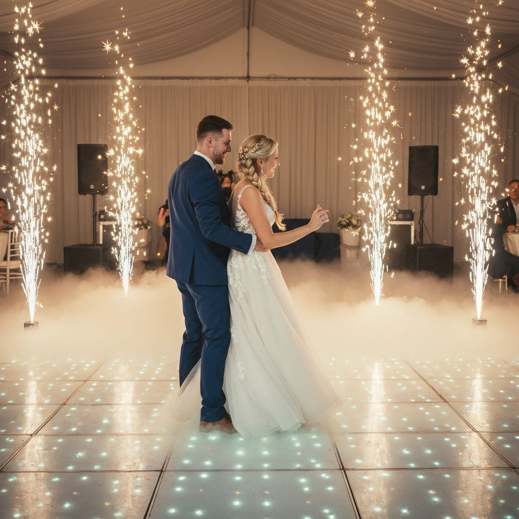The Ultimate Night wedding package with starlight floor and cold sparks
